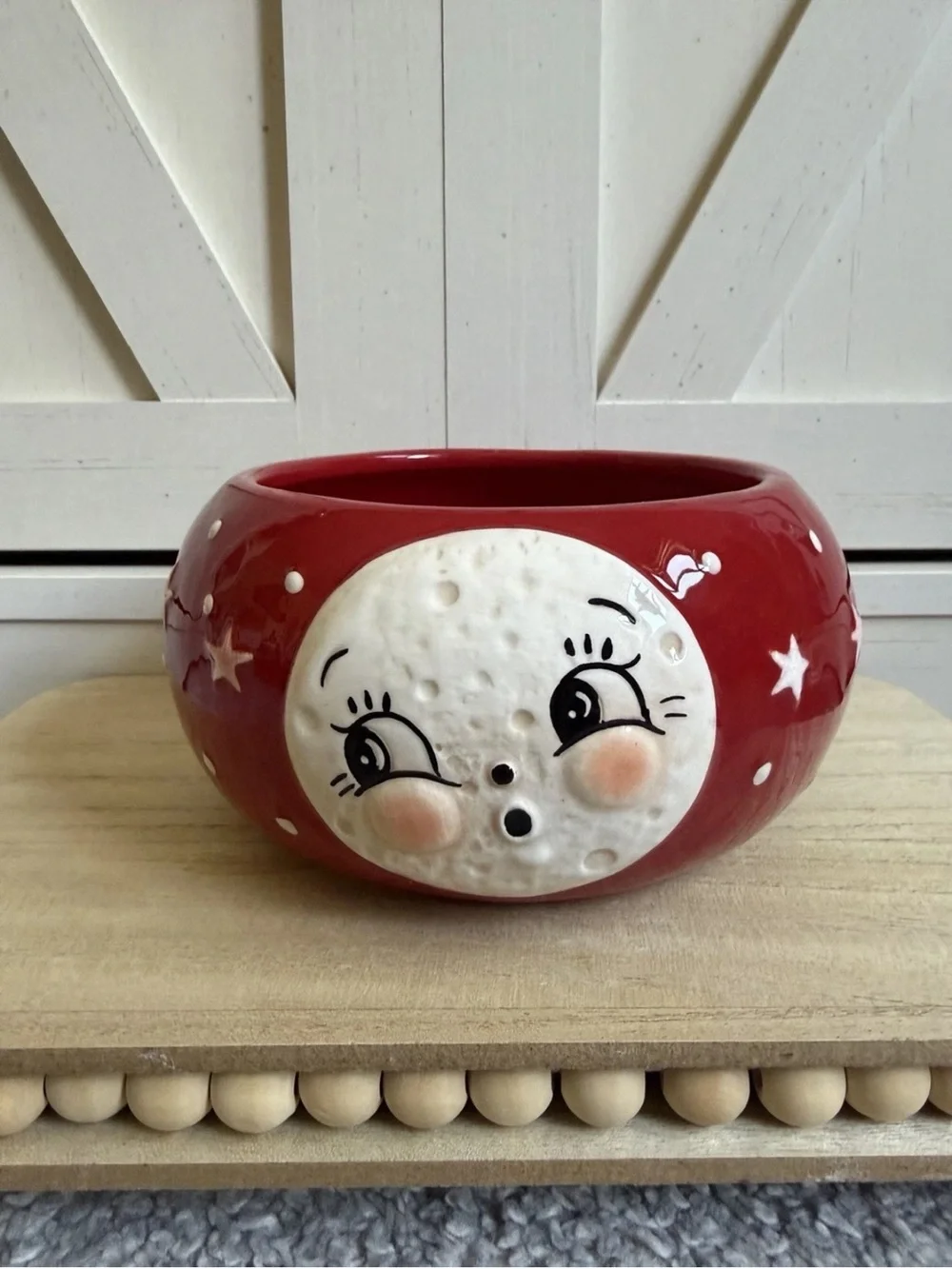 Johanna Parker Red Luna Moon Man bowl Patriotic Valentines Day HTF